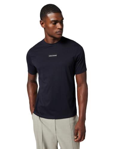 Armani Exchange Plain Front Logo Patch T-Shirt, Navy Scuro, L Uomo