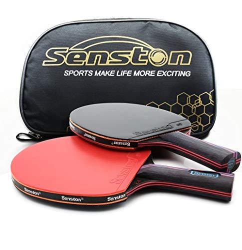 Senston Racchetta da ping pong professionali con palline da ping pong, set di 2 racchette da ping pong intermedie avanzate