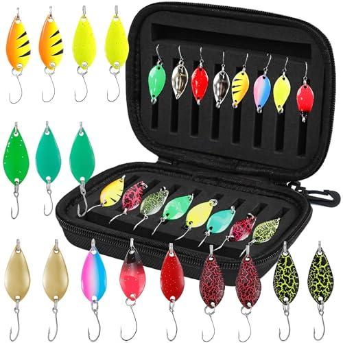 BDHYYM Spoon - Set di 16 esche artificiali per trote, spinner per trote, 2,5 g/3,5 g/5 g, accessori per la pesca con scatola di immagazzinaggio, per pesce persico, luccioperca, trota