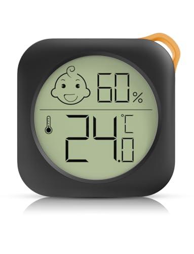 Compatto Igrometro Termometro per interni, mini monitor della temperatura ambiente e misuratore di umidità Misuratore di temperatura e umidità, termometro d'atmosfera (nero)