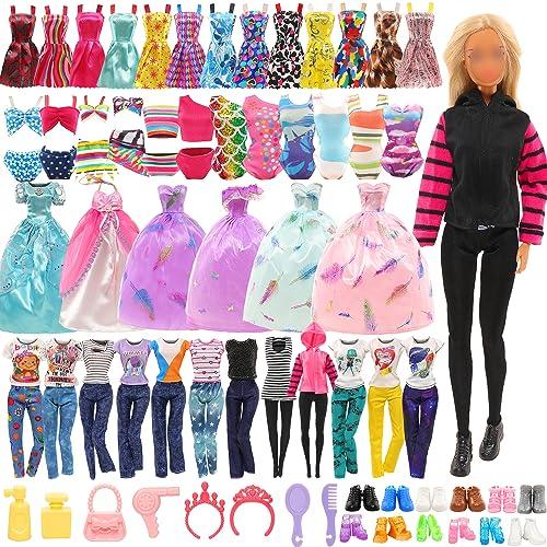 Miunana 38 Pezzi (Selezionati A Caso) Per 11.5 Pollici 30 cm Bambola: 2 Vestiti Da Sposa + 2 Abiti + 2 Pantaloni + 2 Costumi Da Bagno + 12 Vestiti Moda + 10 PCS Scarpe + 8 Accessori