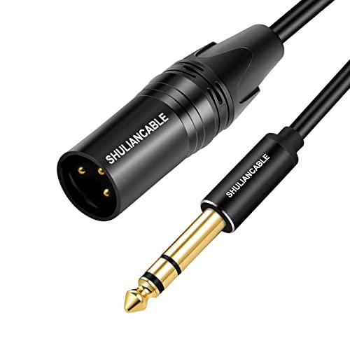SHULIANCABLE Cavo XLR a 6.35 mm, Jack stereo da 6,35 mm TRS a cavo di interconnessione bilanciato maschio XLR per Microfono, Altoparlante, Amplificatore, Audio Console, Mixer (Male, 2M)