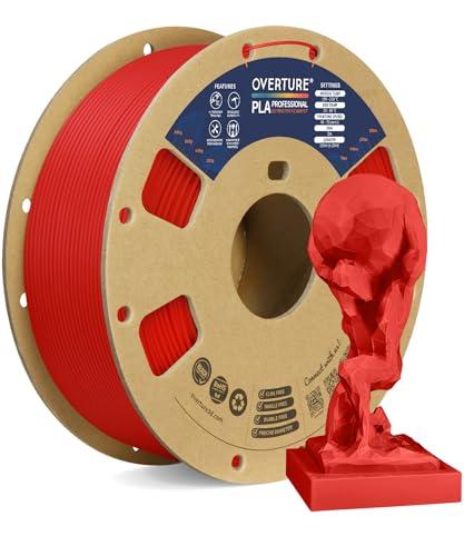 OVERTURE PLA Plus (PLA+) Filamento PLA 1.75mm, Toughness Enhanced PLA Roll, Professionale PLA Tenacia, 1kg Filamento(2.2lbs), Precisione Dimensionale 99% Probabilità +/- 0.02 mm (Rosso)