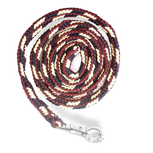 Maglia di guida per cavalli con robusto gancio panico, lunghezza 2 m, diversi colori (bordeaux-Navyblu-crema)