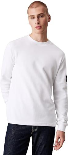 Calvin Klein Jeans Maglietta Maniche Lunghe Uomo Badge Waffle LS Tee Basic, Bianco (Bright White), XS