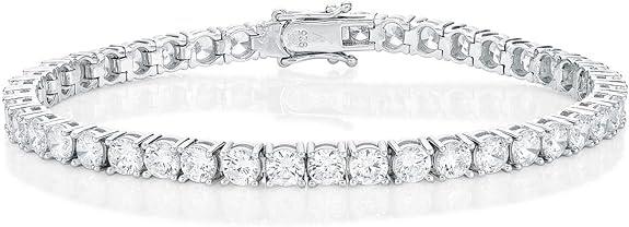 Bracciale Tennis In Argento 925 Rodiato Con Zirconi 3mm Bianchi Brillanti Tutte le lunghezze 16-17 - 18-19 -20-21cm