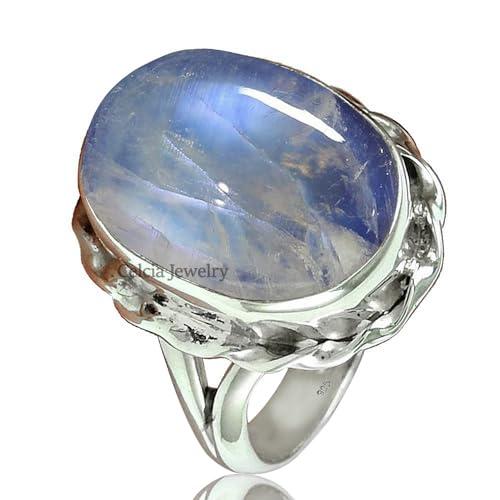 Natural Moonstone Gemstone Ring 925 Sterling Silver Handmade Jewelry for Women (moonstone, Size 7)