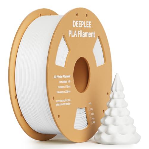 DEEPLEE Filamento PLA 1.75mm, Precisione Dimensionale +/- 0,02 mm, Ferito Ordinatamente,Nessun Intasamento, per la Maggior parte delle Stampanti 3D FDM, 1KG Bianco