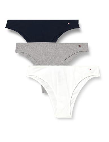 Tommy Hilfiger Donna 3 Pack Dipped Brasilian UW0UW05968, Viola, XS, Viola (Lt Grey Htr/Bianco/Navy Rib), XS