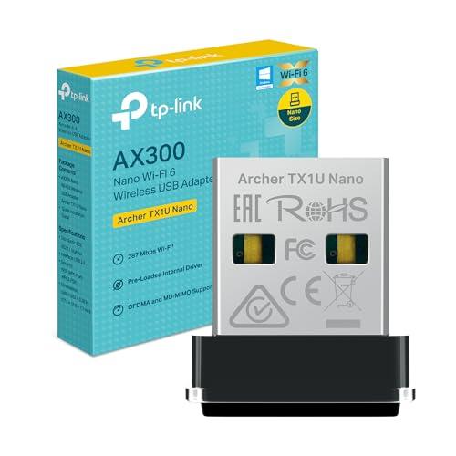 TP-Link AX300 WiFi 6 USB, Chiavetta WiFi per PC Fisso, 2.4 GHz 286 Mbps, Supporta Windows 11/10/7 e Linux, Modalità AP, Design Nano, MU-MIMO, OFDMA, Archer TX1U Nano