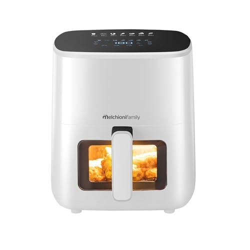 Melchioni Family | MARIANNA NEW Friggitrice ad Aria 5L Air Fryer Compatta con Contenitore Antiaderente, Display Touch, 7 Programmi, Timer 60 min, Temperatura 80°-200°C, 1500W