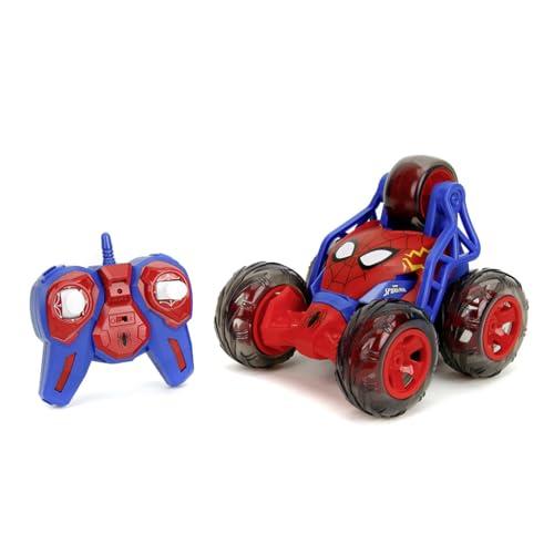 Jada Toys- Radiocomando Spider-Man Standing Drift cm.18, Standing Drift & Action 360°, licenza ufficiale Marvel, per bambini dai 5 anni, luci e suoni,203225001