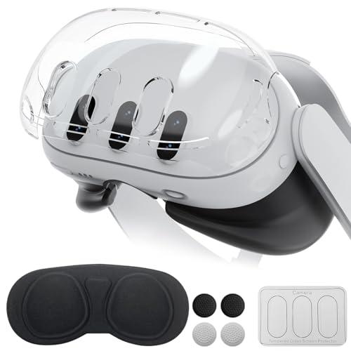 Qoosea 4 in 1 Custodia Protettiva per Meta Quest 3, Clear Cover in PC per Quest 3 VR Headset, Protettiva Copertura Antigraffio Case Accessori per Meta Quest 3 VR Headset, Trasparente