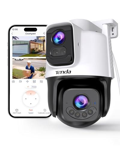 Tenda CH9 Telecamera Esterno Doppio Obiettivo 6MP, Videocamera Sorveglianza con Rilevamento Persone e Veicoli, Visione Notturna a Colori, Audio Bidirezionale, Tracciamento Automatico, IP65, WiFi 6