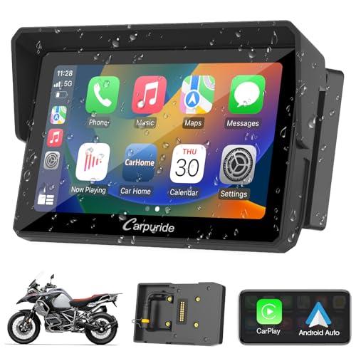 Carpuride W502B Schermo CarPlay per BMW Moto R1200GS, R1250GS, S1000XR - Navigazione GPS Touchscreen Impermeabile da 5 Pollici, Supporto Wireless CarPlay e Android Auto, Doppio Bluetooth