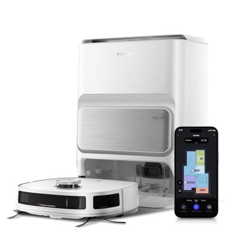 Eureka J12 Ultra Robot Aspirapolvere e Lavapavimenti 5000Pa Doppio Panno Rotante, Autosvuotante/Autolavante/Autoasciugante/Autorigenerante/Autopulente, Evitamento Ostacoli AI 3D, Navigazione LiDAR