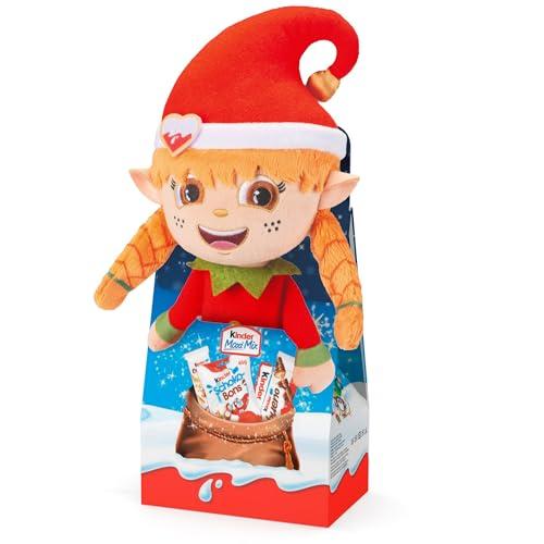 Kinder Mix Peluche - 11 Snack Dolci al Cioccolato Assortiti, Box Speciale con il Peluche Natalizio di Elfa, Idea Regalo, Confezione da 133 gr