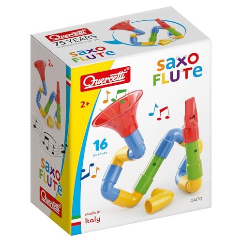 Quercetti Saxoflute, Giochi Musicali 2 Anni fino ai 4 Anni, Costruzioni per Bambini 3 Anni, Flauto e Tromba con Tubi Colorati, Giochi per Bambini Made in Italy