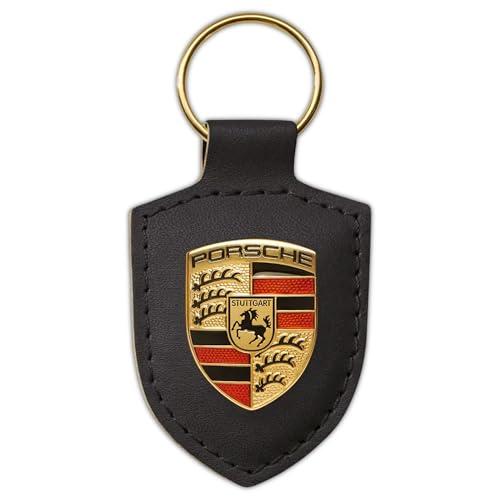 Portachiavi con stemma originale Porsche, colore nero