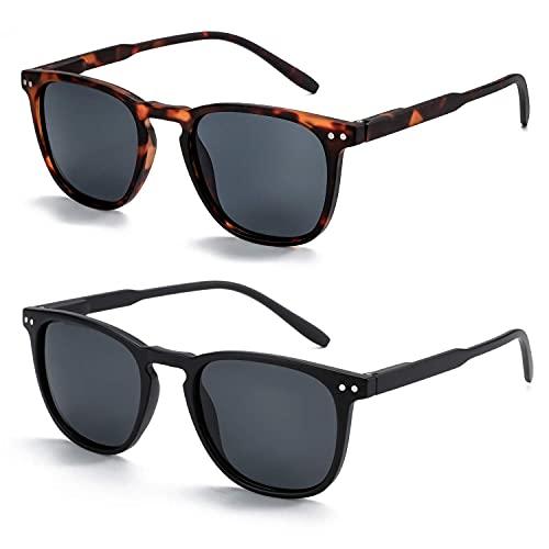 ZENOTTIC 2 Paia Occhiali da Sole Polarizzati per Uomo Donna Retro Vintage Rotondi Quadrati Protezione UV400 Unisex