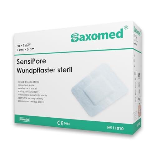 Saxomed SensiPore Cerotti medicazione sterili 7x5 cm - Compresse non adesive 4x3 cm - 50 pezzi - Bende sterili sensibili - Medicazione per ferite acute e post-operatorie