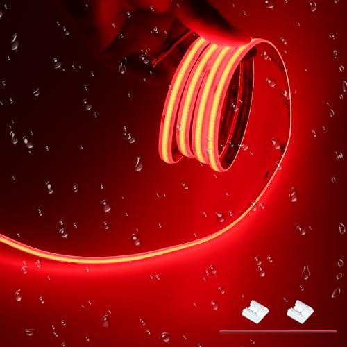 JOYLIT Striscia LED COB 24V Rosso IP65 Impermeabile 6 Metri 320LEDs/M Luminosa Uniformi Luce Nastri Dimmerabile Flessibile Adesiva Strip LED per Esterno, Auto, Barca, Camera (Solo Striscia LED)