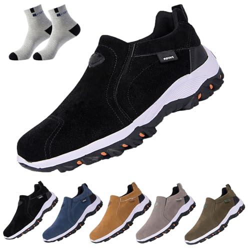 Scarpe da Passeggio Ortopediche da Uomo, Scarpe Ortopediche Comode con Supporto per L'Arco Plantare, Scarpe Slip on Imbottite (41,Nero)