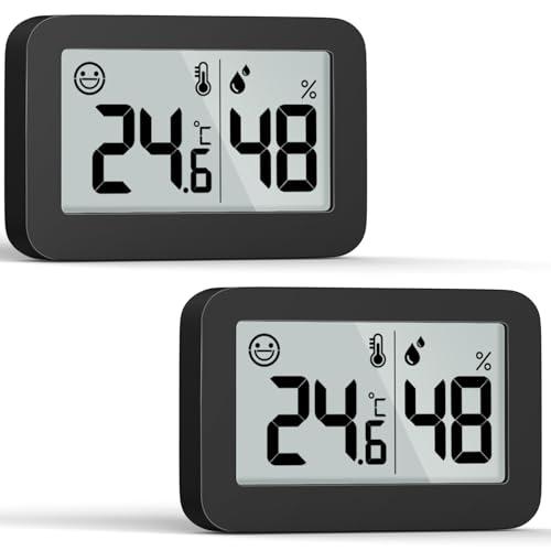 DOOMAY Mini igrometro Termometro da Interno, Misuratore di umidità Digitale con Pulsante di Commutazione Celsius Fahrenheit, Misuratore di umidità Monitor della Temperatura per Cameretta,Nero(2,5cm)