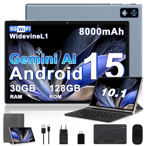 2026 ultimo Tablet 10 Pollici Android 15 Con 5G WiFi Octa-Core 2.0GHz, Gemini AI tablet, 30GB RAM+128GB ROM,8000mAh, GPS, BT5, OTG, Widevine L1 - tablet in offerta con Tastiera, Mouse, Custodia-Grigio