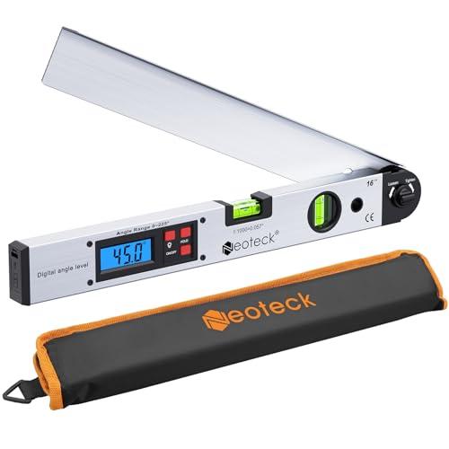 Neoteck 400mm Angle Finder Digitale 0~225° Inclinometro Digitale LCD Retroilluminato Righello Angolare Digitale con Borsa Portatile Rilevatore Angolo Digital per Applicazioni Industriali Lavori-Bianco