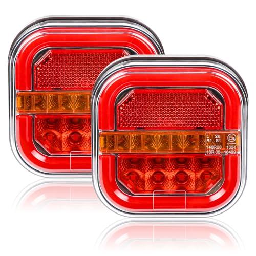 Yinaolan 2 Luci Posteriori a LED Per Rimorchio, 12/24 V, Impermeabili, Luci di Stop, Indicatori di Direzione, Per Roulotte, Furgoni, Barche, Camper, Camion, Trattori, Con Marchio di Omologazione E