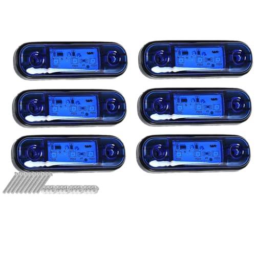 6pcs Luci di posizione laterali per auto blu, 3 LED, 12V-24V, indicatori di direzione, IP65, impermeabili, luci di posizione anteriori e posteriori, luci di posizione per camion, camper, roulotte