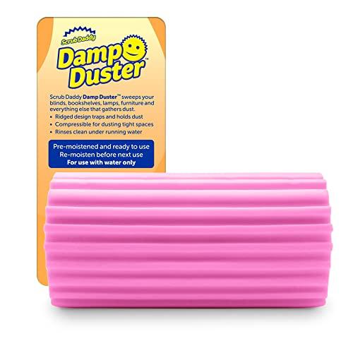 Scrub Daddy Damp Duster, Spugna Magica per la Pulizia della Polvere, Spolverino per Persiane e Tende in Legno, Prese d'Aria, Termosifoni, Battiscopa, Specchi e Ragnatele, Rosa