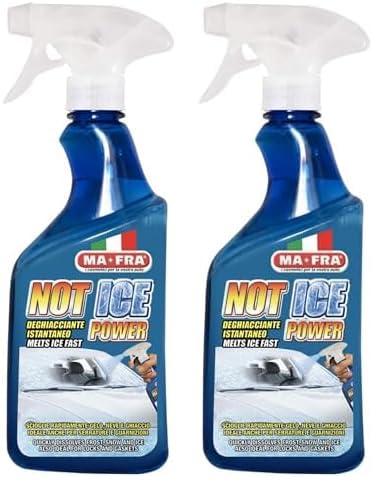 Ma-Fra, Not Ice Power, Deghiacciante Liquido ad Effetto Immediato, Facile e Veloce da Utilizzare, Adatto per Ogni Genere di Vetro e Cristallo dell'Auto, Formato 500ml (Confezione da 2)