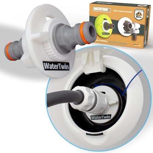 Watertwin Adattatore per il serbatoio dell'acqua per camper, accessori per caravan, tappo per il serbatoio dell'acqua con doppio connettore Gardena (adattatore per tappo del serbatoio a 2 pin D:78)