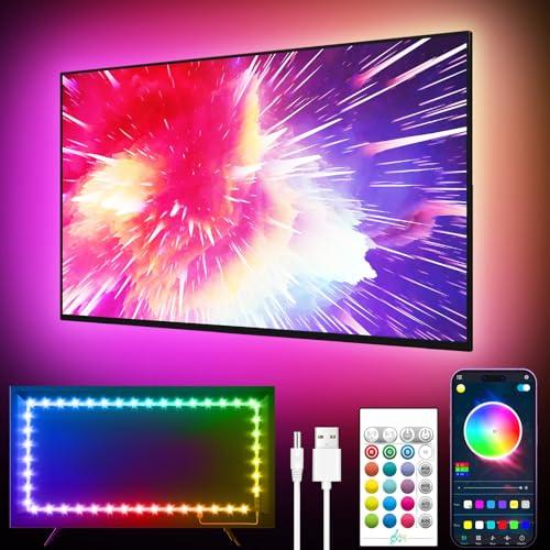 GIPOYENT LED Lights for TV, 16.4FT TV Retroilluminazione a LED, per da 45-75 pollici, Light Strip with Bluetooth - RGB Color Changing Light Strip for Bedroom (16.4 ft)