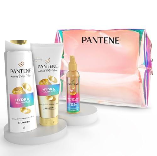 Pantene Pro-V Miracles Set Regalo Beauty Case + Linea Hydra Recharge Shampoo 250ml, Balsamo 200ml, Siero 135ml, Protegge Da Umidità, Crespo E Calore. Idratazione E Lucentezza Senza Appesantire