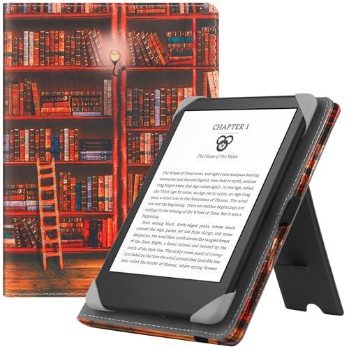 HGWALP Custodia universale per 6 pollici Paperwhite eReaders, Folio Stand Cover con cinturino compatibile con Kindle Paperwhite/Kobo/Tolino/Pocketbook/Sony 6 pollici E-Book Reader-Library
