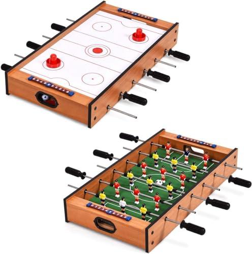 Tavolo da gioco multiplo 2 in 1, mini tavolo da calcio con scivolo hockey, biliardino, tavolo da gioco per famiglia, genitore-figlio, interattivo per bambini