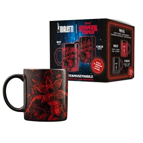 Bialetti Tazza in Ceramica Stranger Things, Termo sensibile, cambia colore con il calore, No Lavastoviglie, 300 ml, Nero