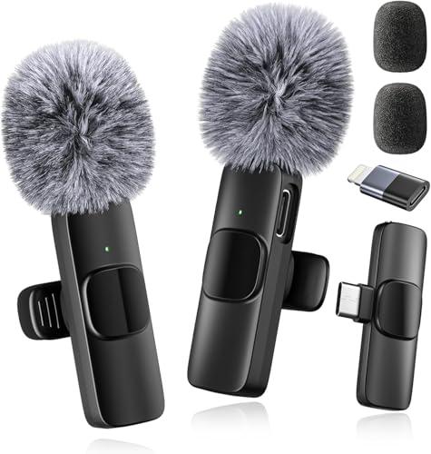 voijump Mini Mic Pro - Micrófono inalámbrico para iPhone, iPad y Android (Paquete de 2) - Micrófono de Solapa con USB-C para grabación de Video, entrevistas, podcasts, Vlogs, ASMR, TikTok y Youtube