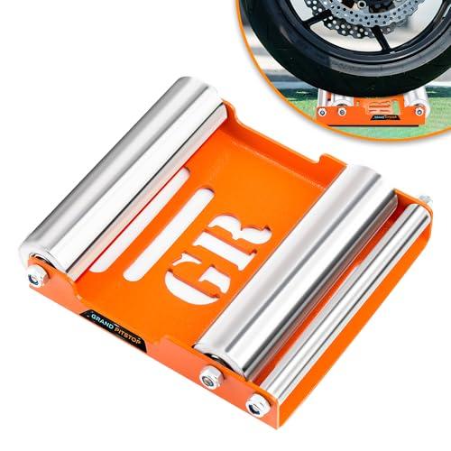 GrandpitStop - Rullo per pulizia ruote moto, per pulizia pneumatici e lubrificazione catena - Cavalletto ruota Groller (Medio (bici < 485 libbre))