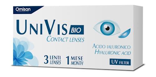 Univis Bio Contact Lenses, 3 Lenti A Contatto Mensili per la correzione della miopia -2.75