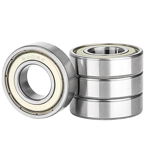 4 Pezzi 6002ZZ Cuscinetti a Sfera a doppia tenuta, 15x32x9mm Acciaio al cromo e Pre-lubrificati, 6002Z Cuscinetto a Sfere a Gola Profonda, per Stampanti 3D, Skateboard, Longboard
