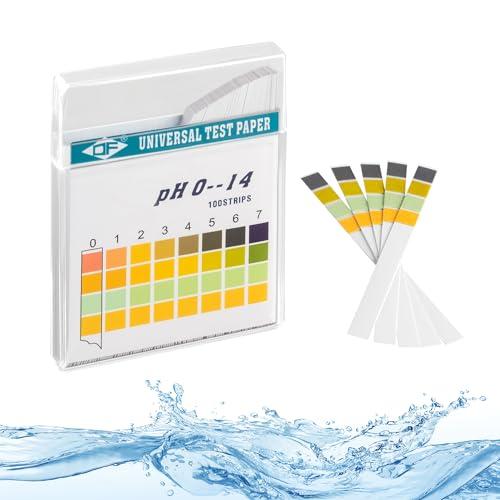 ECENCE Strisce per il test del pH 100 pz., cartine tornasole, intervallo di misurazione 0-14, cartine con indicatore universale, test di acidità per acquari e per acqua po