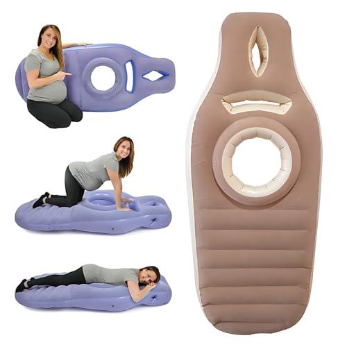 Kingbar Cuscino Gonfiabile per La Gravidanza, Cuscino per maternità con Foro per La Pancia, per Un Supporto Ottimale Durante Il Sonno, Supporto per Il Pancione, Brown