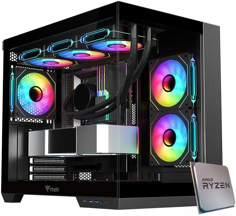 EMCA4 Computer Gaming PC Assemblato Ryzen 7 7700 - RTX 5060 TI 16GB - SSD M.2 1TB nvme Gen4 - Ram 32GB DDR5 6000mhz EXPO - ARGB - Windows 11 - B850 WIFI - Bluetooth - Dissipatore a Liquido 360mm