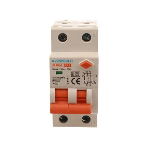 Interruttore Magnetotermico Differenziale Tipo A, 1P+N Curva C 6KA 30mA 220V, Occupa 2 Moduli DIN, RCBO Tipo A C25 25A
