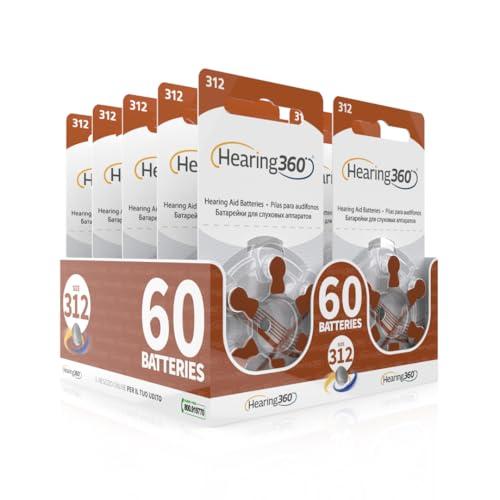 Hearing360 Batterie per apparecchi acustici Rayovac Extra misura 312 marroni (Marrone 312)