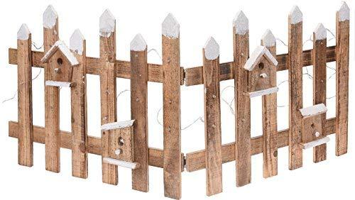 Staccionata in legno con 30 LED – 100 x 40 cm – Mini recinto da giardino, decorazione invernale, illuminato